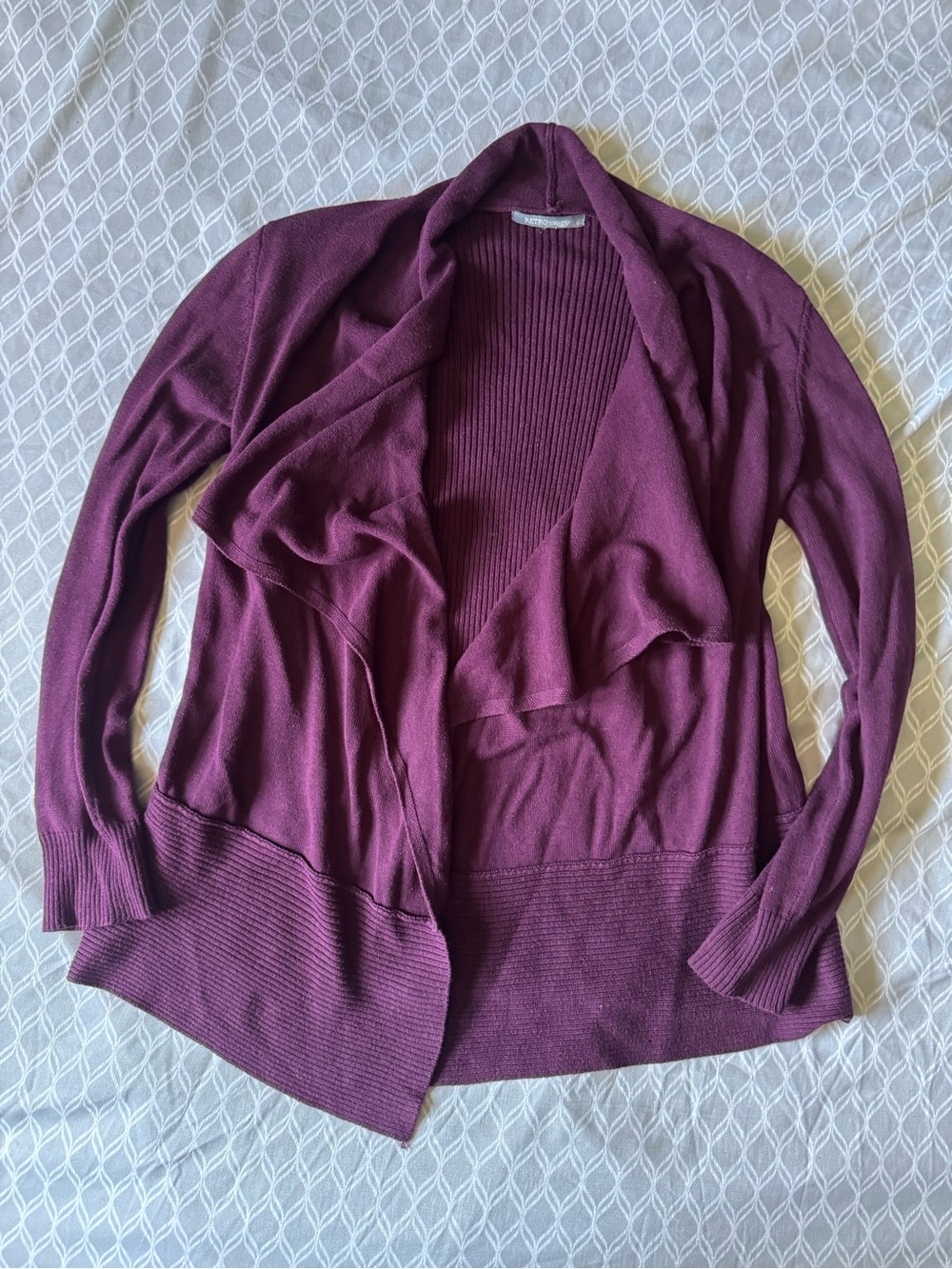 Women's Open-Front Draped Cardigan Sweater - Plum